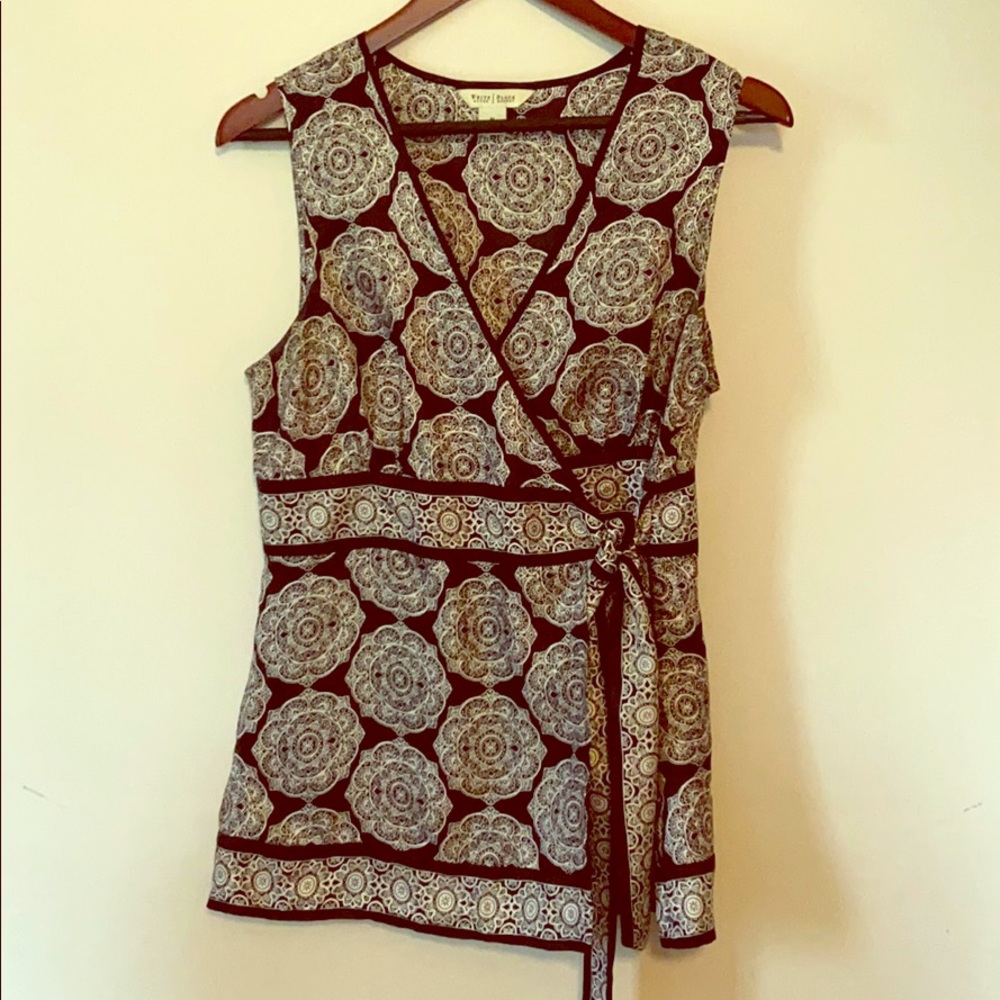 Black and White Silk Wrap top